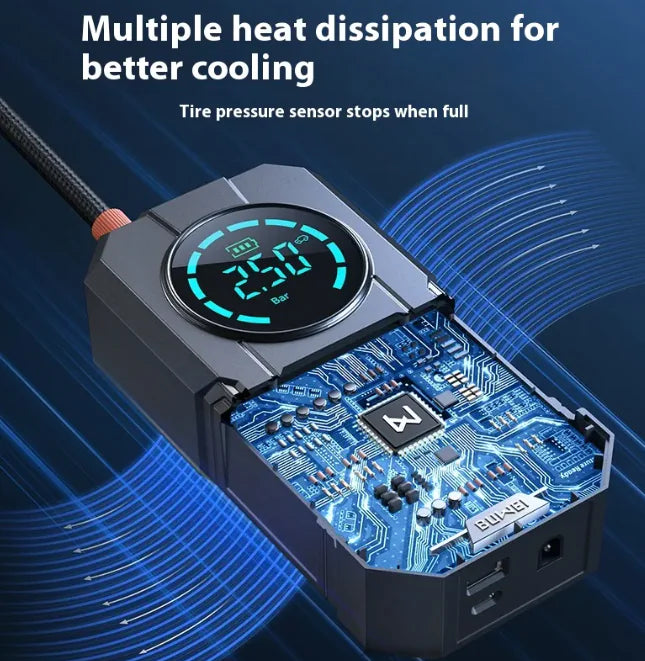 Wireless Portable Car Tire Air Inflator side view